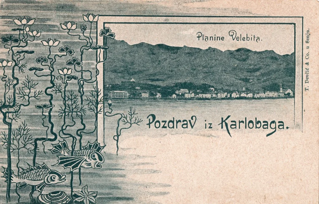 Panorama of Karlobag with Velebit in the background, around 1900