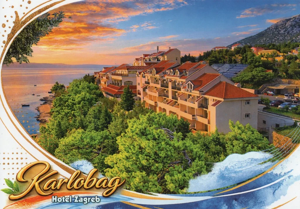 Postcard Karlobag - Hotel Zagreb at sunset
